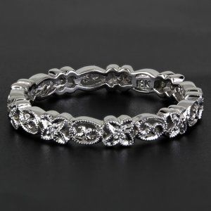 New 18K White Gold Jolie Diamond Stackable Eternity Anniversary Wedding Ring